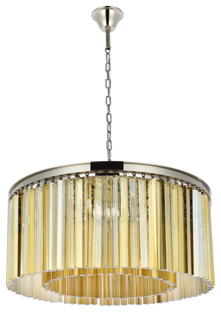 Elegant Lighting 1208D31-GT/RC Sydney 8 Light 32"W Crystal Drum - Matte BlackBy Elegant Furniture & Lighting
