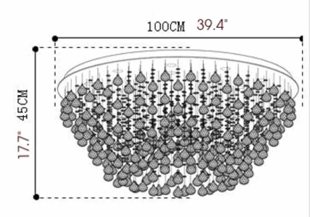 Inverigo | Luxury Round Crystal LED Ceiling Lamp for Living Room, Bedroom, Dia39.4xh17.7", Cool LightBy Miron Demid LLC