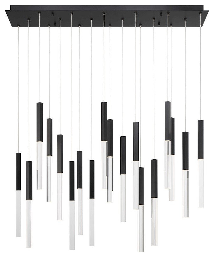 Eurofase Benicio 18 Light Chandelier, Black/Clear/Rectangle - 46771-018By Eurofase Lighting