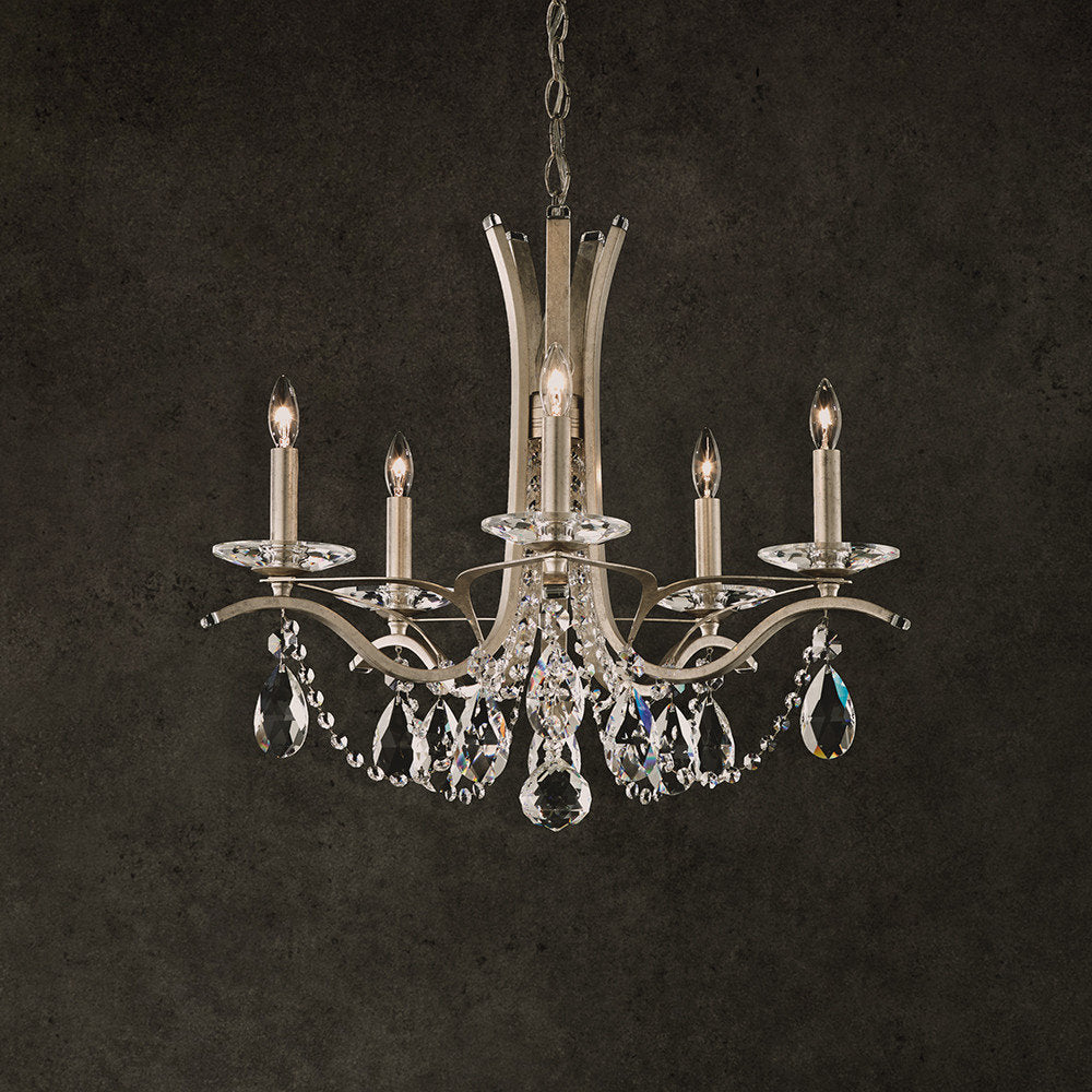 Schonbek Va8355N-48H 5 Light Crystal Chandelier, Antique SilverBy Schonbek