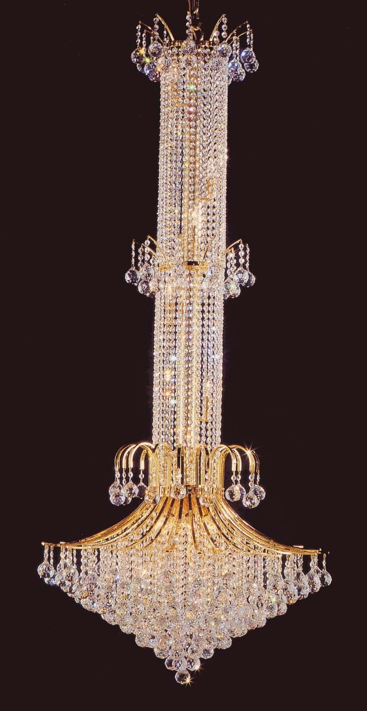 Entryway/ foyer large crystal chandelier in gold plated finish