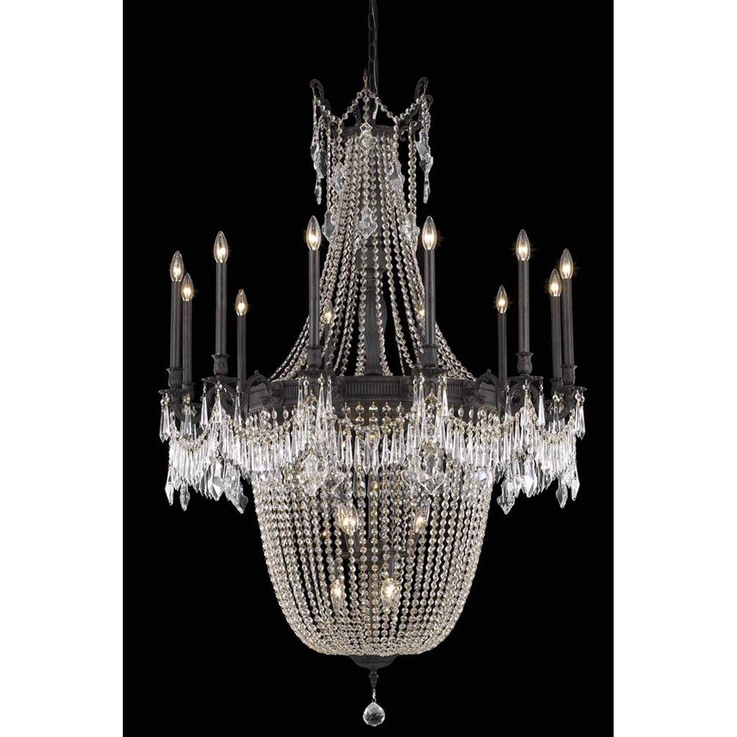 Esperanza Dark Bronze 22-Light Chandelier with Royal Cut Crystal