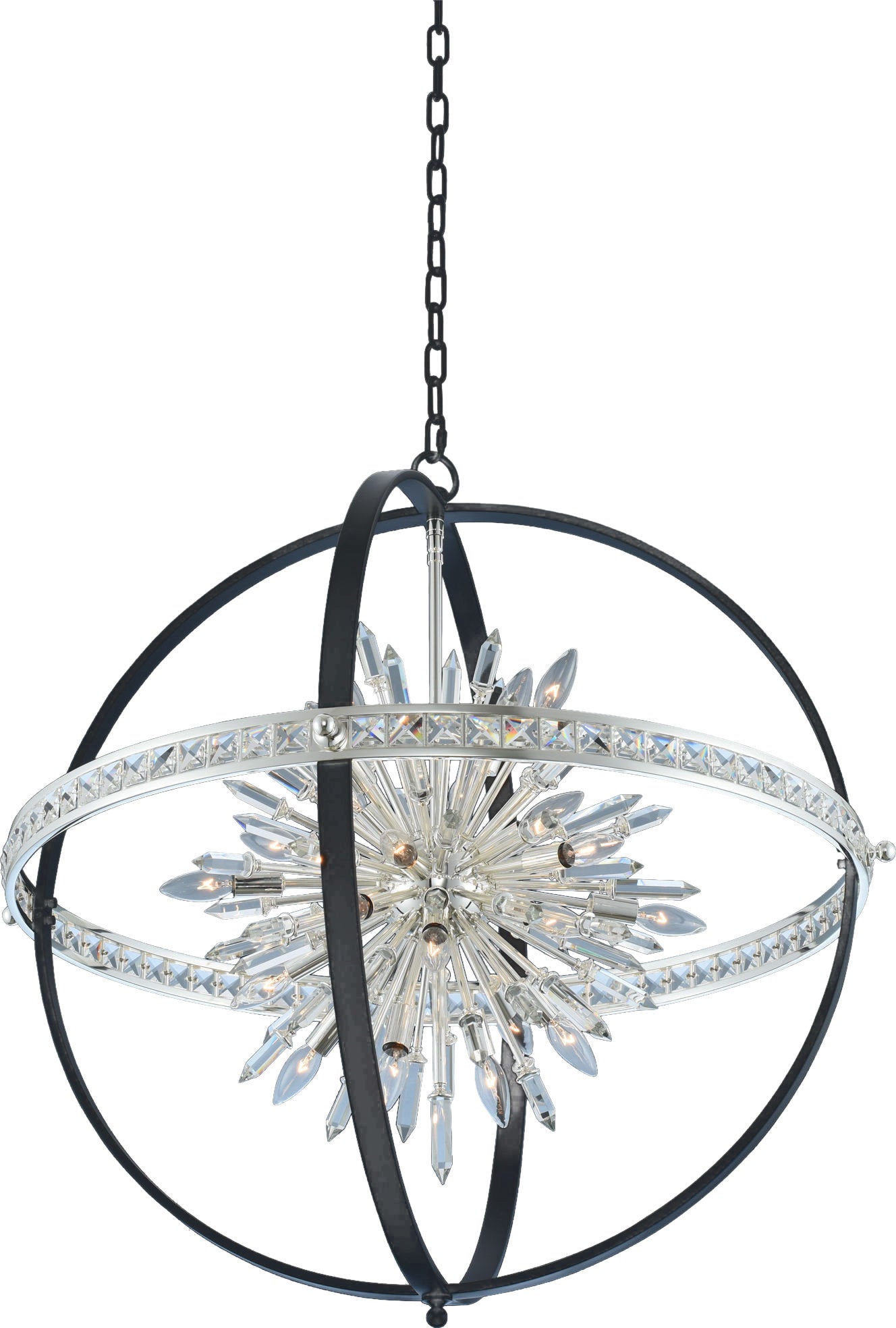 Angelo Pendant, Matte Black With Polished Silver, 26"By KALCO LIGHTING