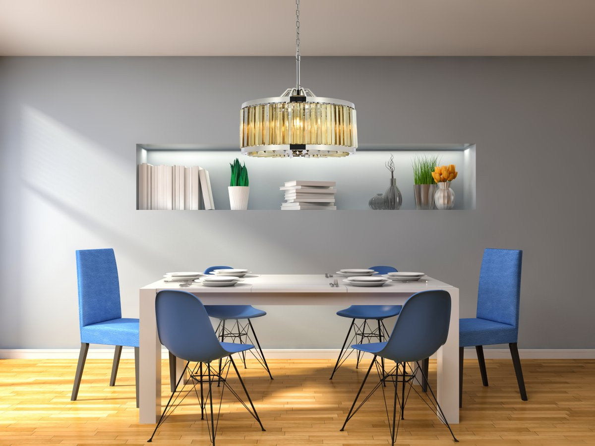 Urban Classic 1203D28PN-GT/RC 8 light polished nickel Chandelier Golden TeakBy URBAN CLASSIC