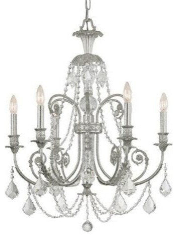 Crystorama Regis 6 Light Clear Swarovski Strass Crystal Silver ChandelierBy Crystorama Lighting