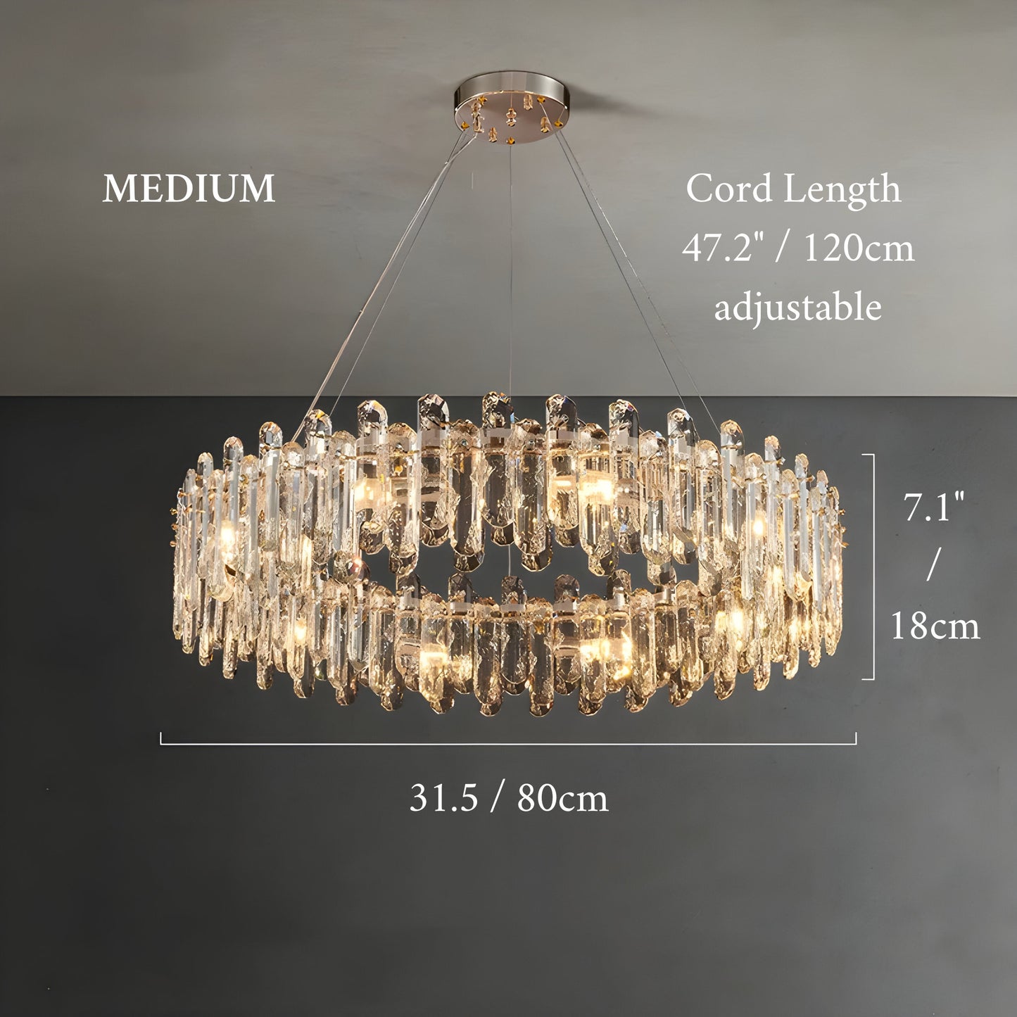 Agnadello | Creative Сrystal Ring Ceiling LED Chandelier for Bedroom, Medium - Dia31.5" / Dia80cm, Warm Light, Non-DimmableBy Miron Demid LLC
