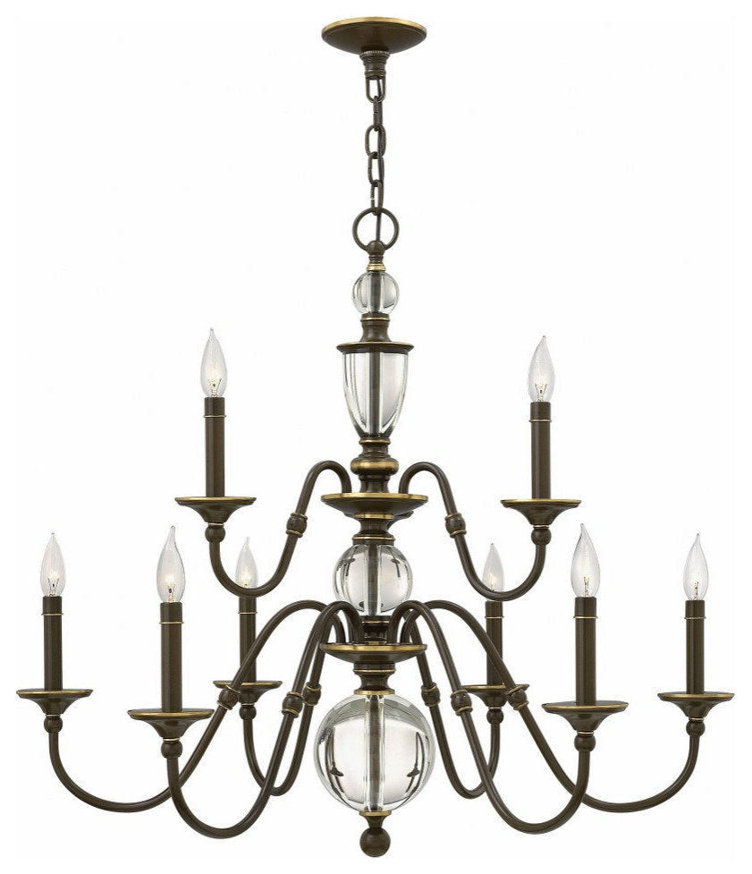 Traditional Nine Light Chandelier-Light Oiled Bronze Finish - ChandelierBy Bailey Street Home