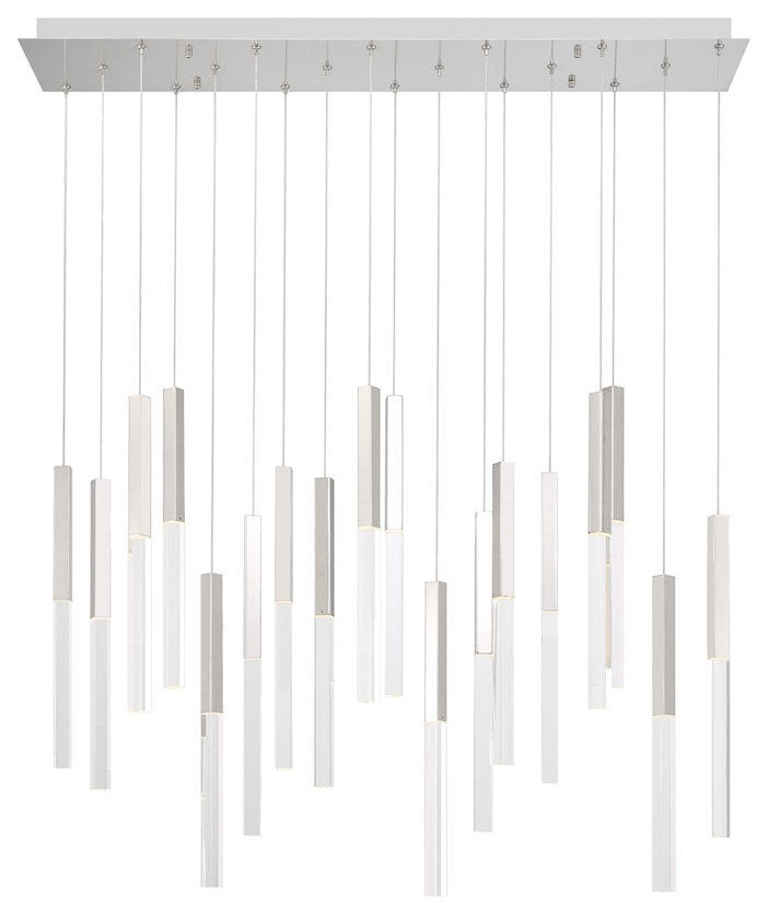Eurofase Benicio 18 Light Chandelier, Nickel/Clear/Rectangle - 46771-032By Eurofase Lighting