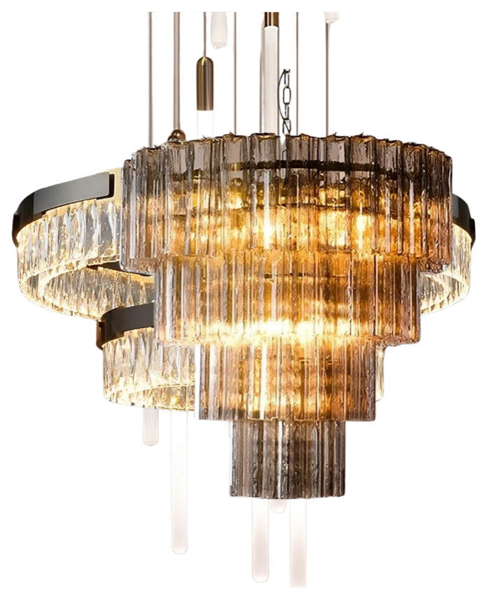 Vintage Smoke Gray Glass Chandelier, White Light, 72cmBy Morsale.com