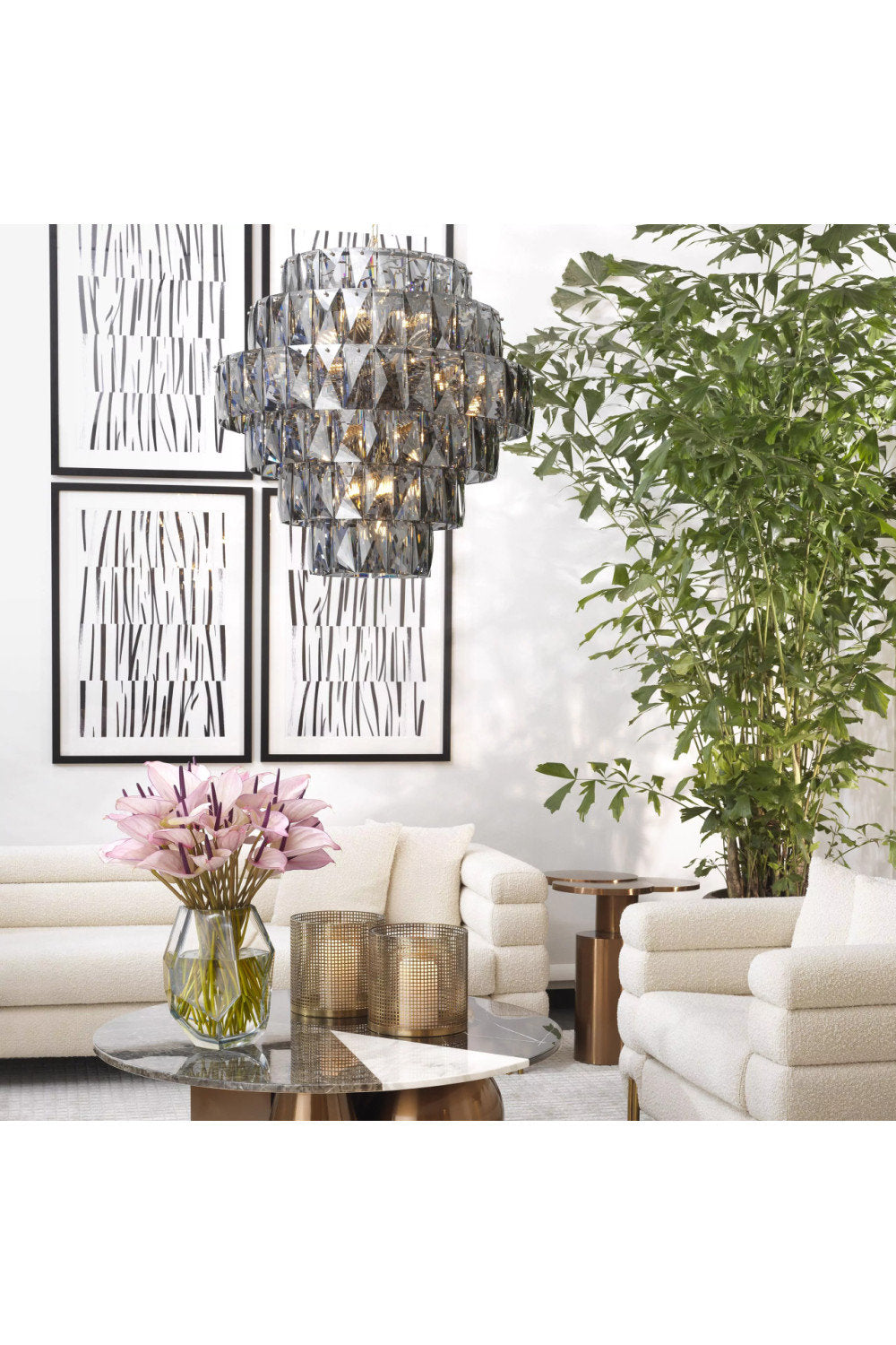 Nickel Smoked Glass Chandelier | Eichholtz Amazone LBy OROA - Furniture