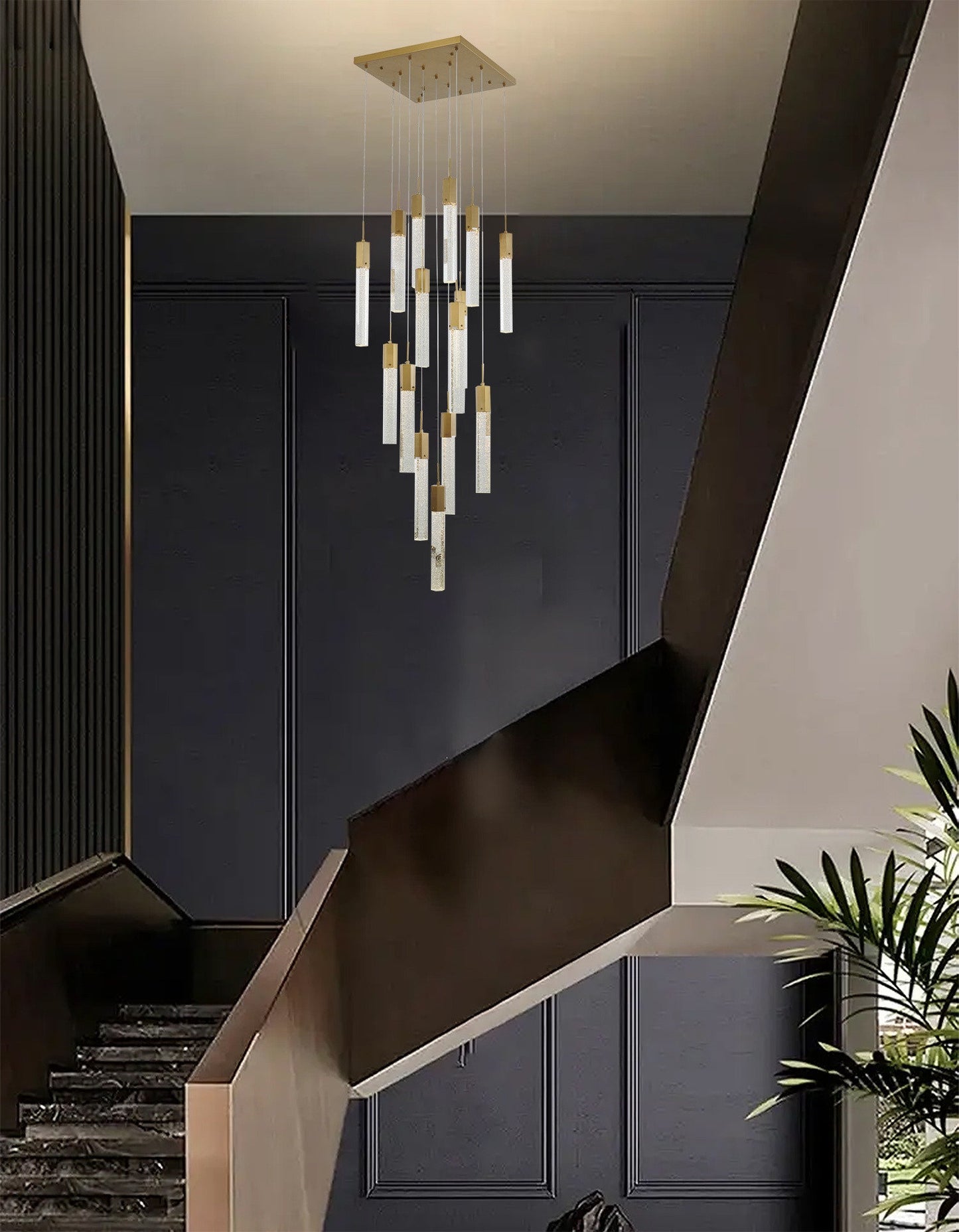 15-Light Gold Chandelier with Clear Hexagon Bubble CrystalsBy Design Living