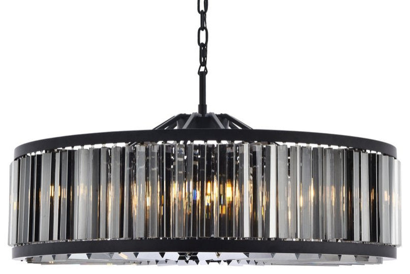 Elegant 1203G43MB-SS/RC Chelsea 10-Light Matte Black Chandelier Silver ShadeBy Elegant Furniture & Lighting