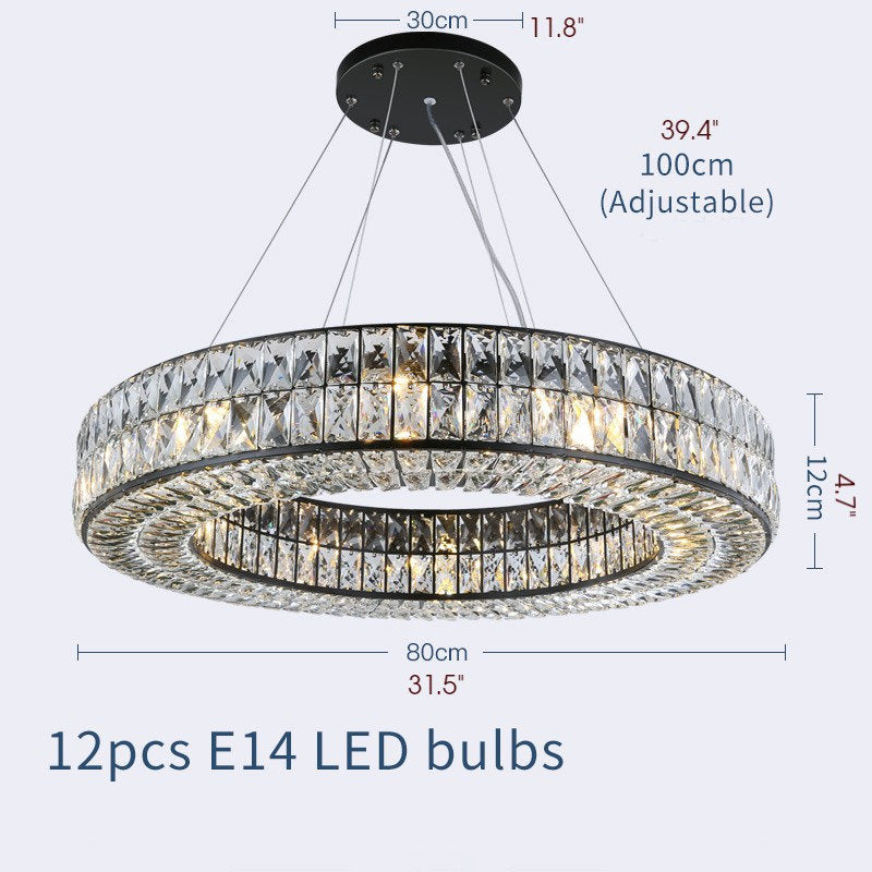 Inzago | Luxury Hanging Black Crystal Chandelier For Living Room, Dining Room, Dia31.5xh4.7", Cool Light, Non-DimmableBy Miron Demid LLC