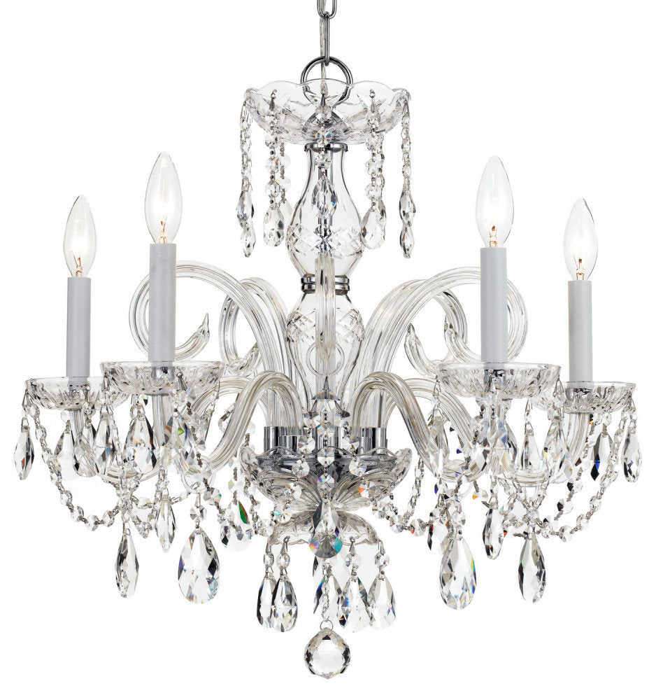 Traditional Crystal 5 Light Swarovski Strass Crystal Chrome ChandelierBy Crystorama Lighting