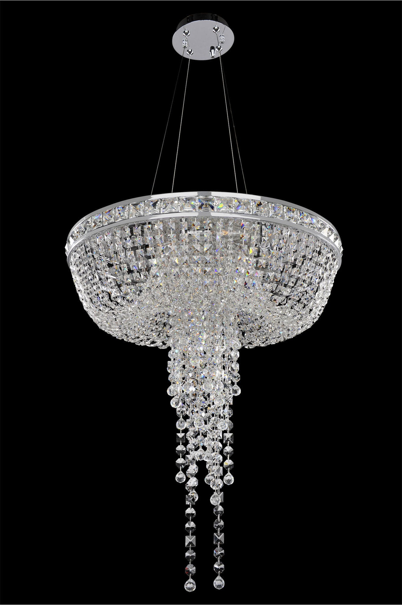 Cascata Convertible Pendant, Flush Mount, Chrome, 32"By KALCO LIGHTING