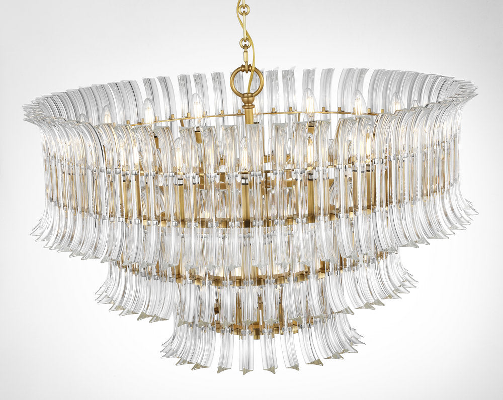 AERIN Rhine 34" Three Tier Chandelier with Crystal