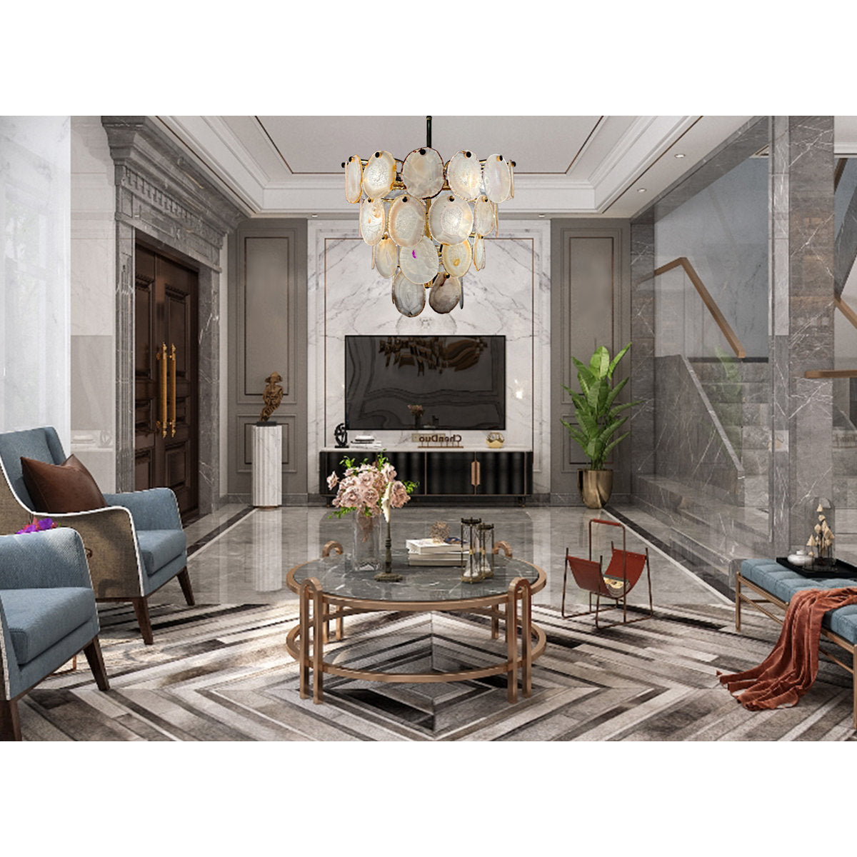 Agate 11 - Light Gold Tiered Chandelier