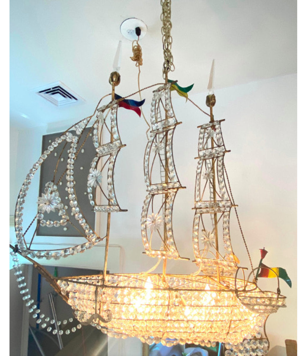 Akari Crystal Boat Chandelier 34"