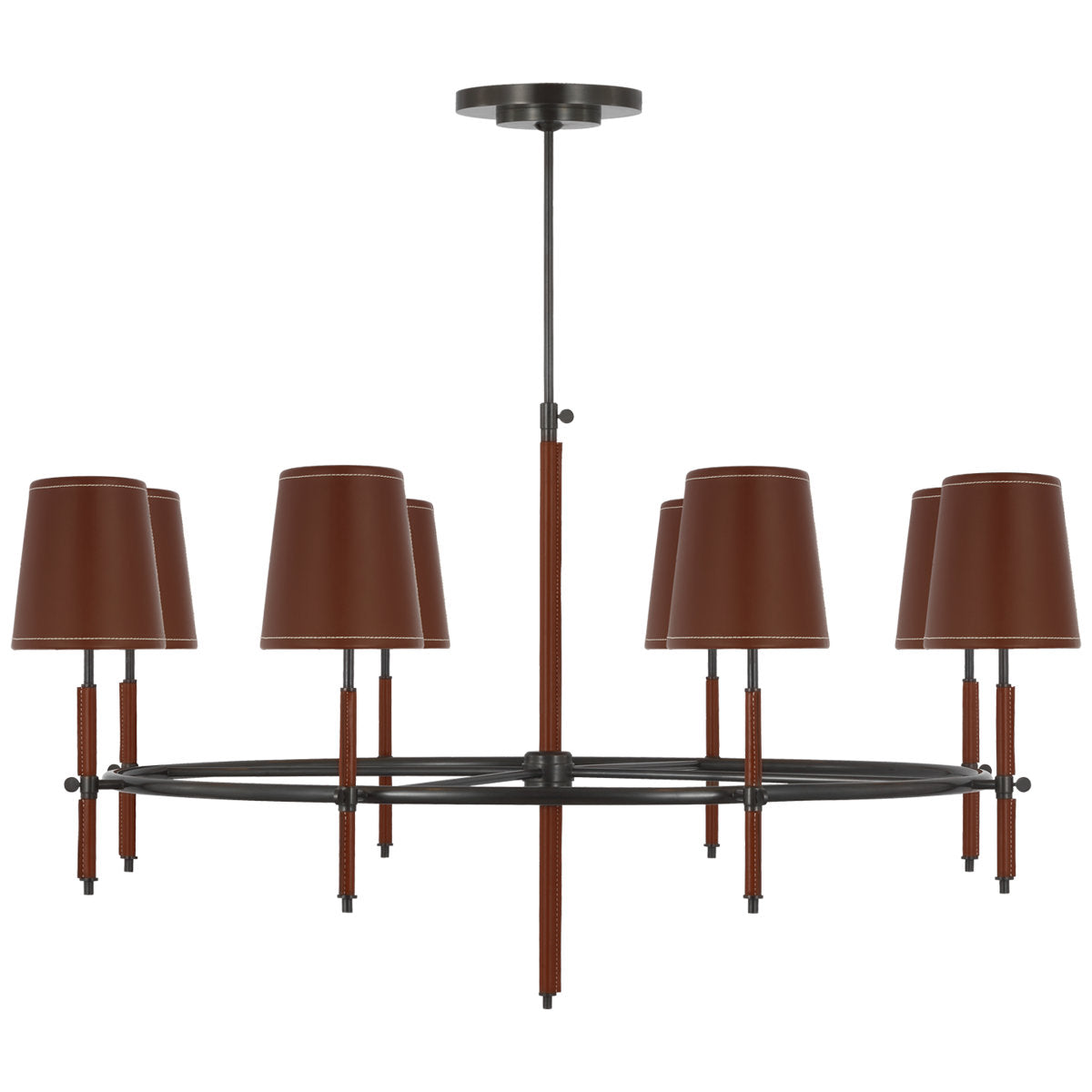 Bryant 8 - Light Solid Brass/Leather Chandelier by Thomas O'Brien