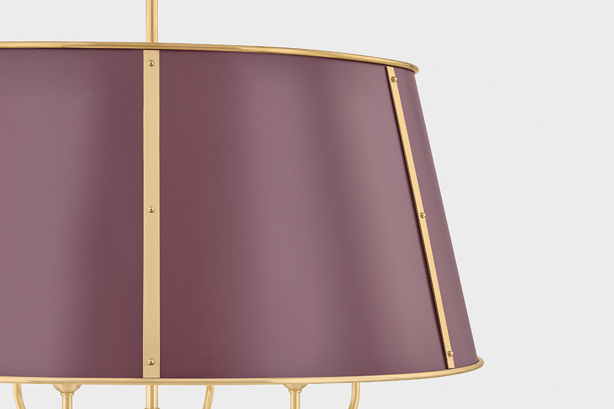 Cambridge Chandelier in Aged Brass/Soft Crimson by Mark D. Sikes