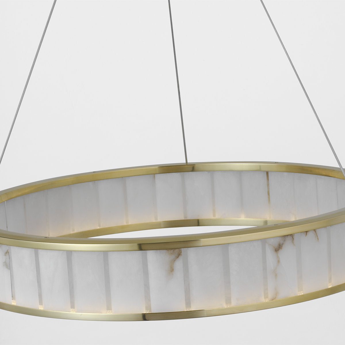 Chapman & Myers Iterna 30" Ring Chandelier in Polished Nickel with Alabaster
