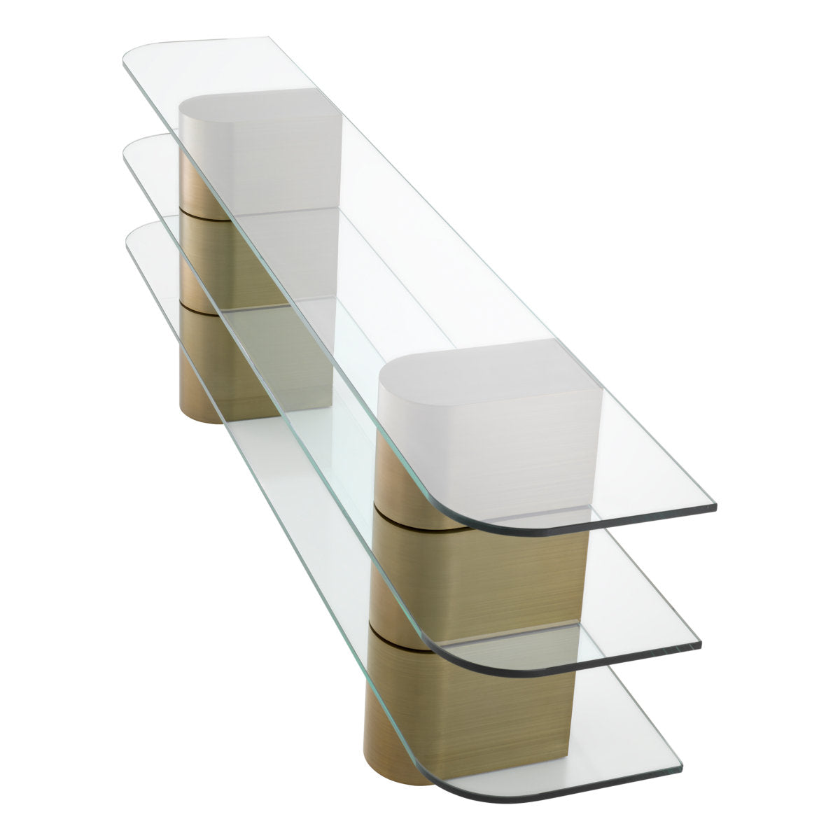 Console Table Lunden Brushed Brass Finish - 4 Blocks