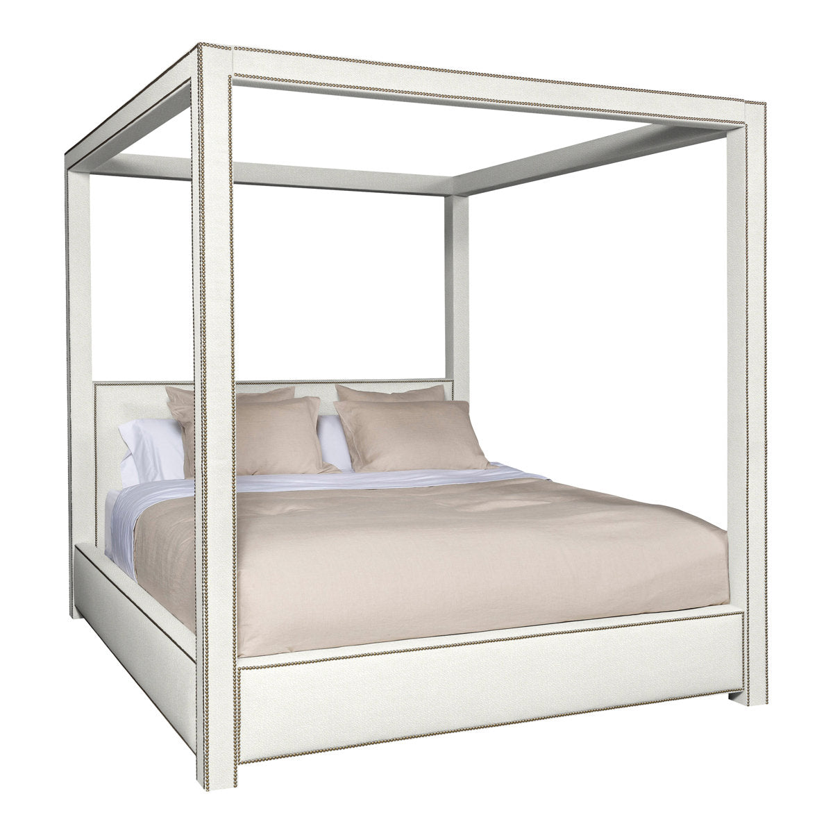 Eastwood King Upholstered Low Profile Four Poster Bed