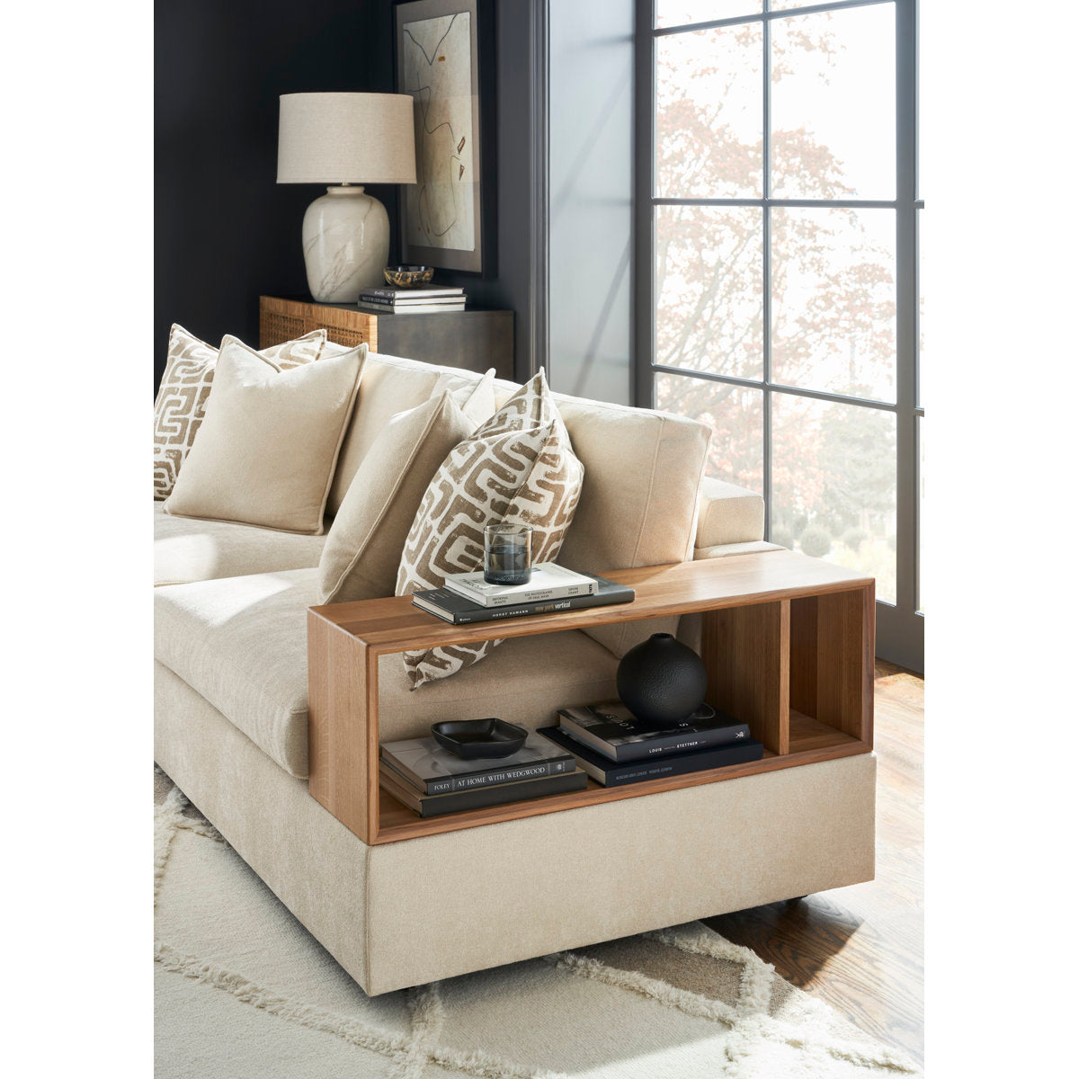 Embrace Wood Shelf Arm Sofa