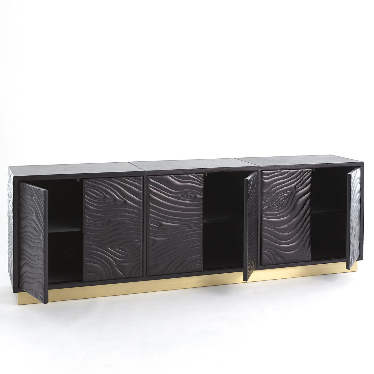 Forest Long Cabinet-Charcoal Leather