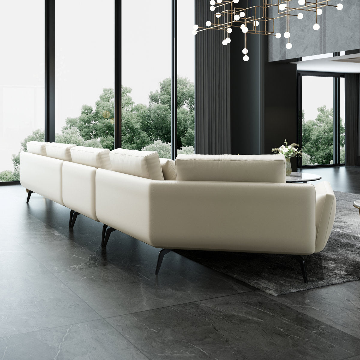 Galaxy Collection 175'' Genuine Leather Right Hand Facing Modular Sofa & Chaise
