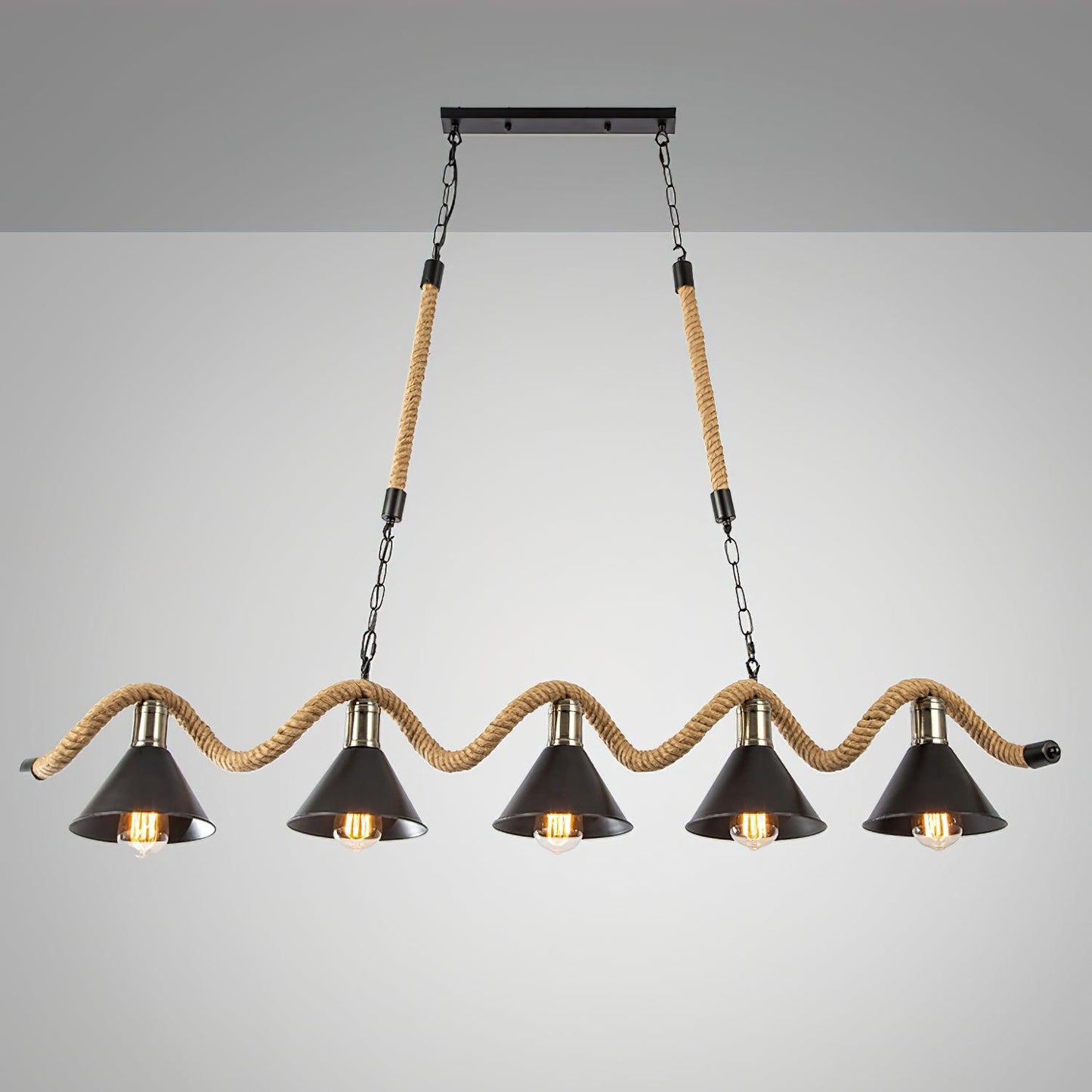 Hemp Rope Industrial Wave Chandelier