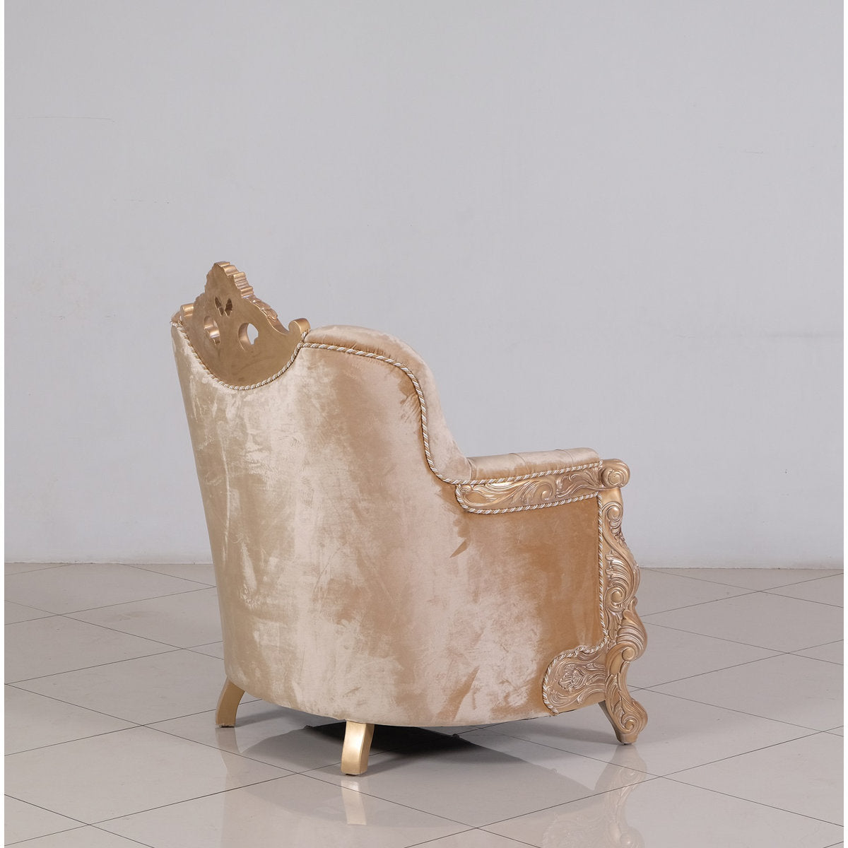 Imperial Palace Tufted Armchair Chair with Ottoman