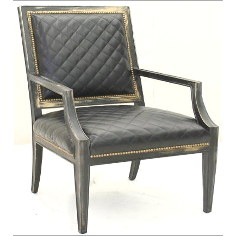Leather Armchair Chair with Ottoman