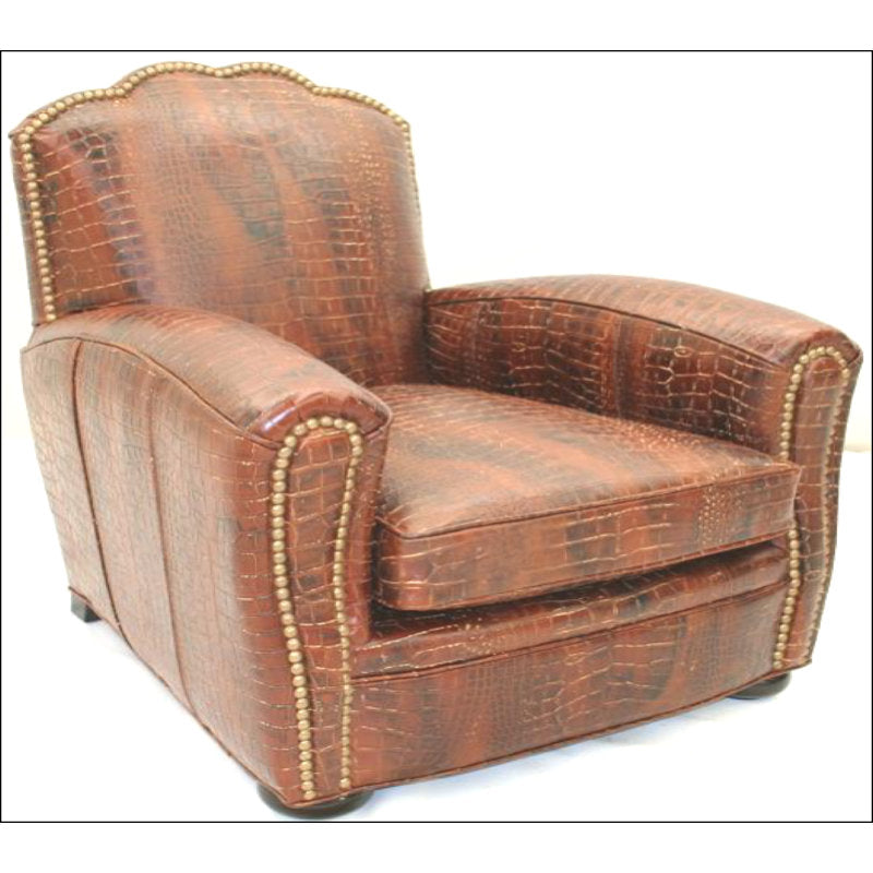 Leather Armchair Chair with Ottoman
