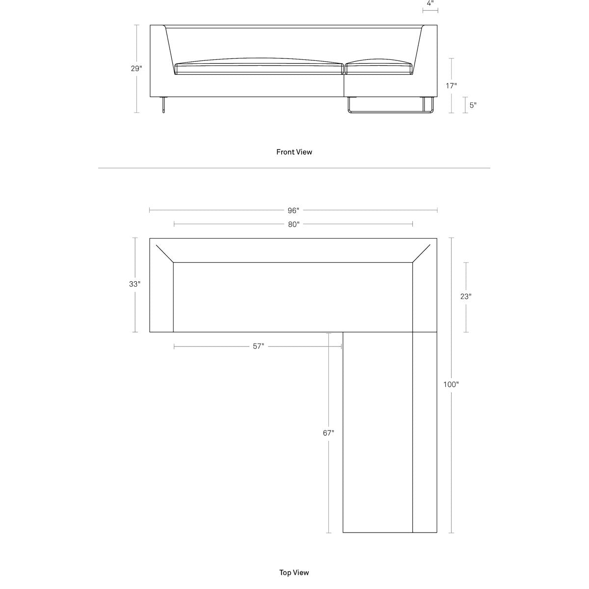 MTO - Bonnie & Clyde Sectional Sofa w/ Black Legs