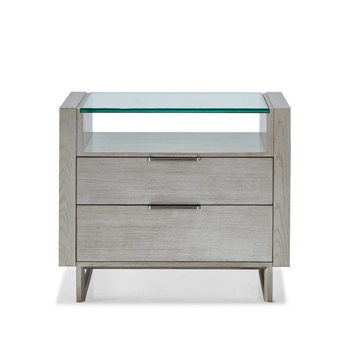 Mirage 2 - Drawer Solid Wood Nightstand in Silver Fox/Clear