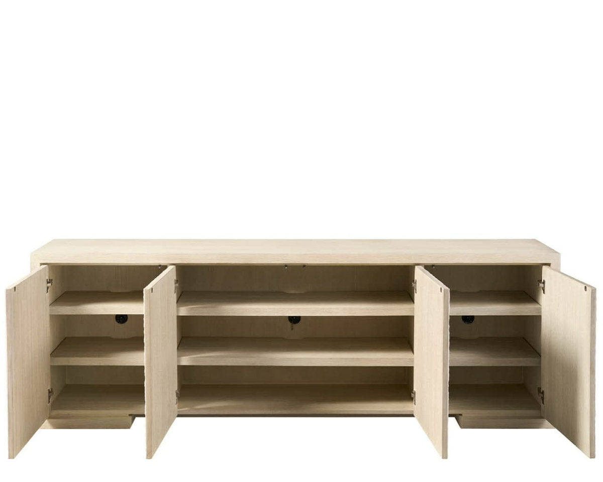 Modern Aurora 96" Wide Light Oak Carved Concrete Credenza