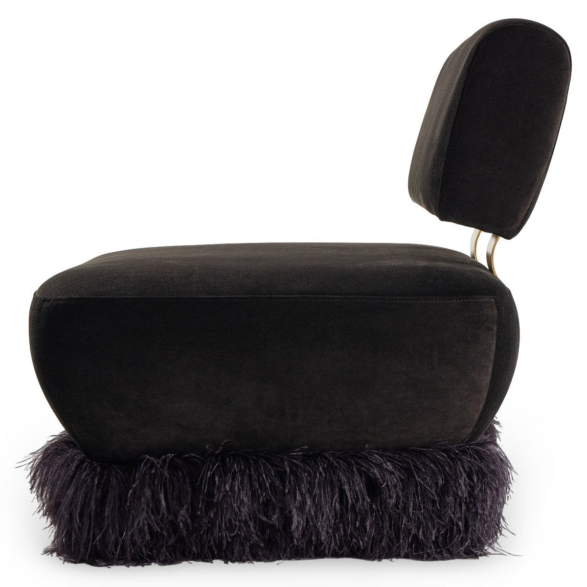 Ostrich Fluff Lounge Chair - Black / Black