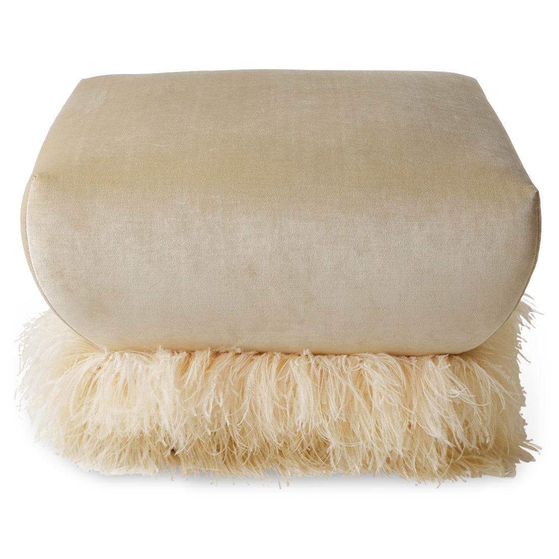 Ostrich Fluff Ottoman - Square (70cm x 70cm) - Porcelain / Cream