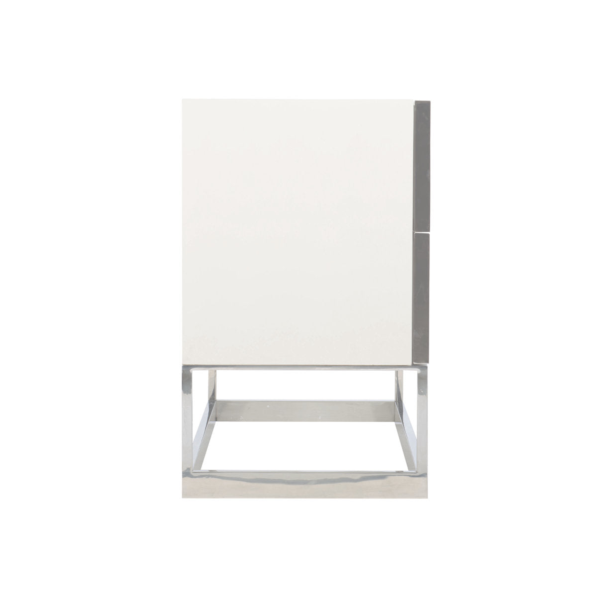 Parkhurst 2 - Drawer Stainless Steel Nightstand in Sheen White Lacquer/Silver Leaf