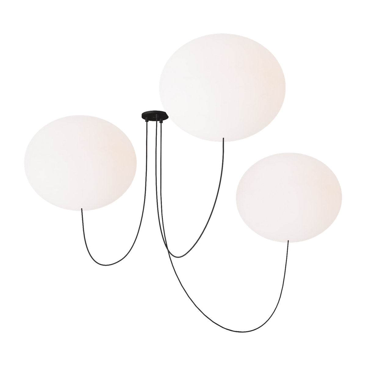 Peter Bristol Helium 3-light extra large LED chandelier in matte black finish with glass shades