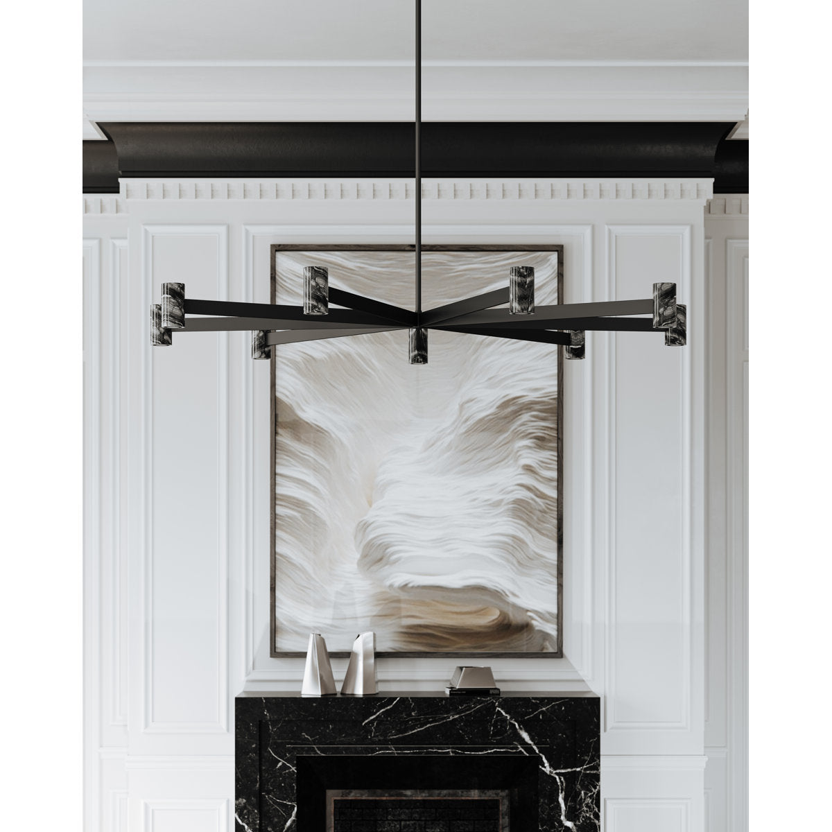 Predock 9 Light Chandelier - Black Brass