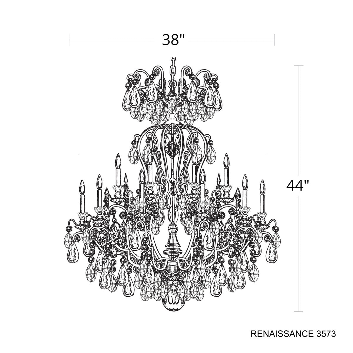 Renaissance Rock Crystal 15 Light 38in x 44in Chandelier in Black with Amethyst and Black Diamond Heritage Handcut and Quartz Rock Crystals