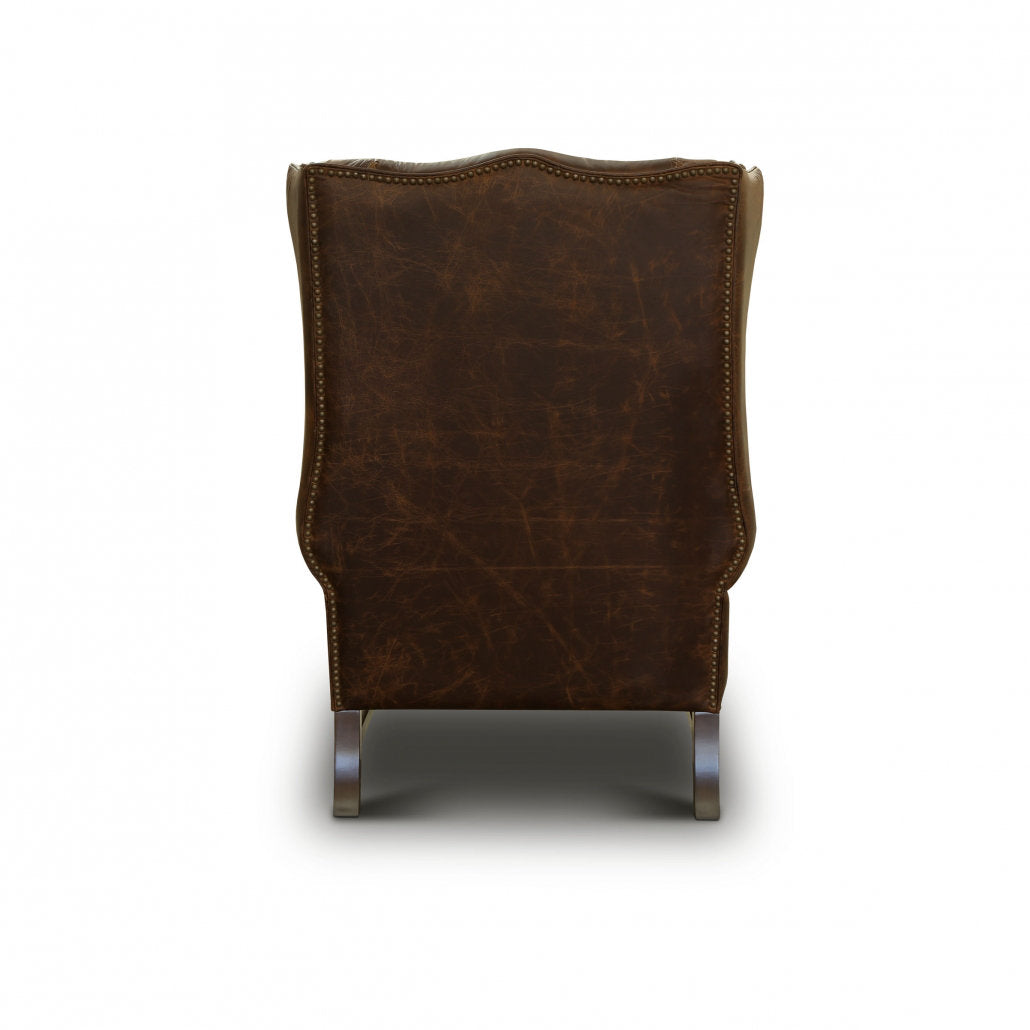 Rodolfo Leather Wingback Chair Chair with Ottoman
