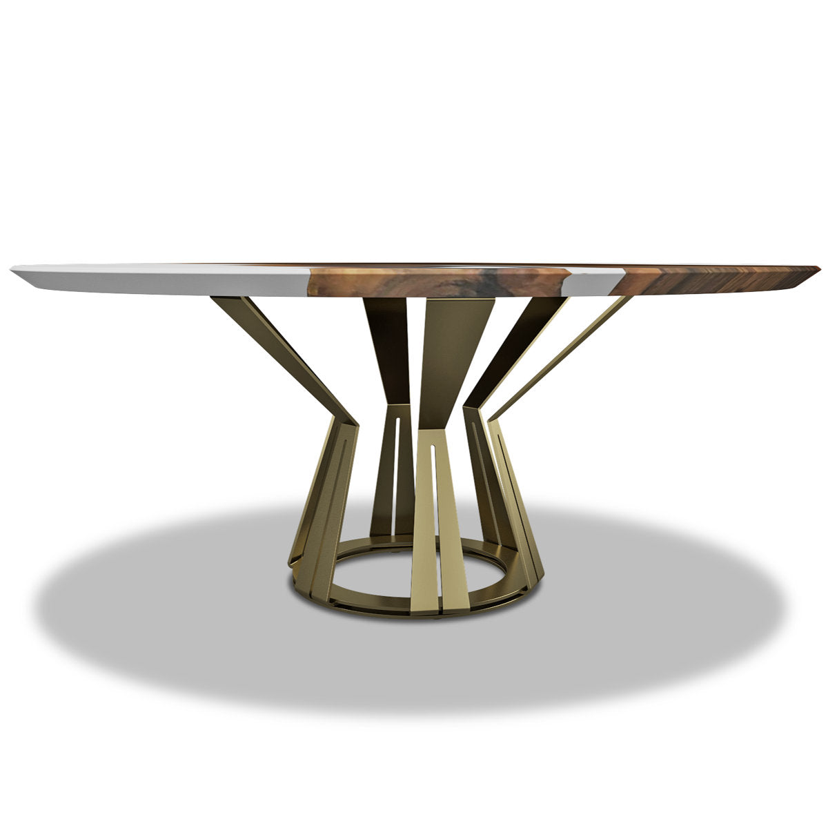 Round Walnut Wood Dining Table