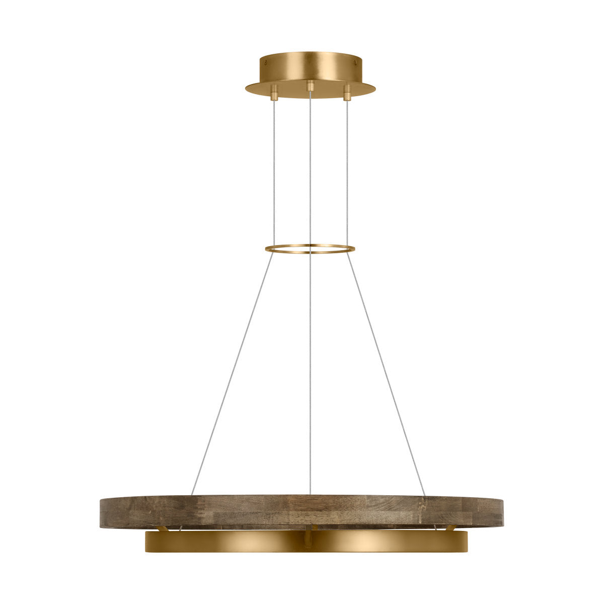 Sean Lavin Grace LED 30'' dimmable chandelier in natural brass and weathered oak wood finish