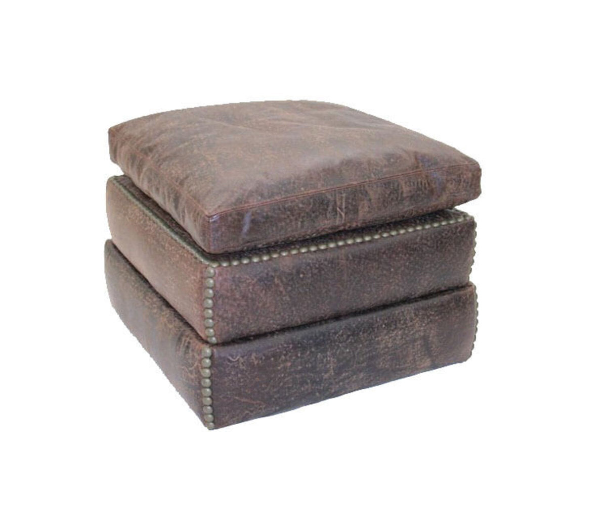 Square Leather Ottoman