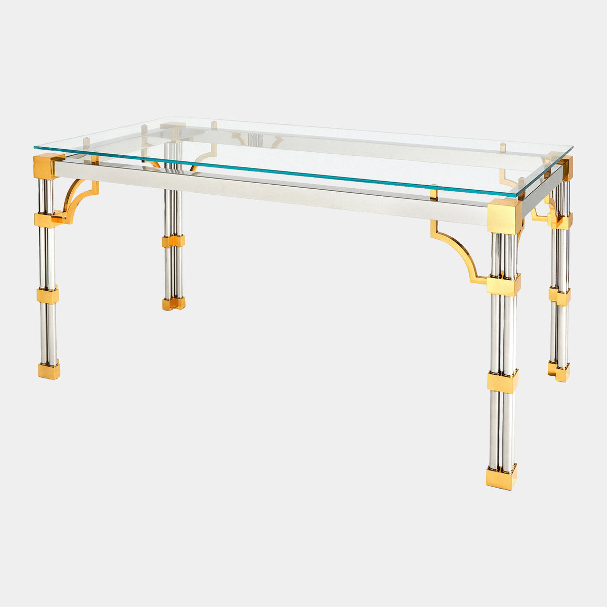 Tri-Column Library Glass Desk Pedestal