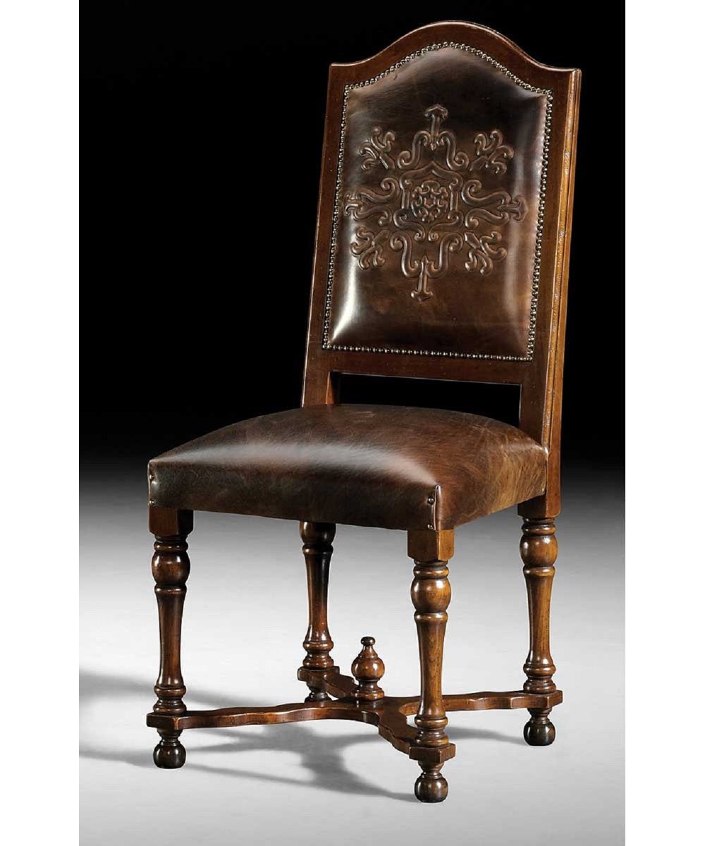 Tufted Leather Side Chair in Brown