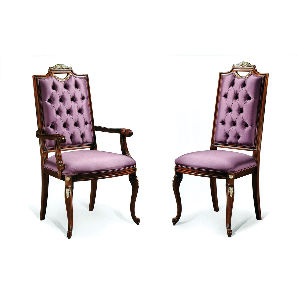 Tufted Upholstered Side Chair in Purple